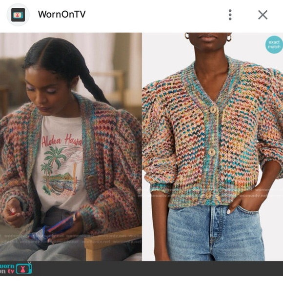 NWOT Ulla Johnson Fiora Wool Puff Sleeve Rainbow Cardigan Sweater Size Small - Picture 7 of 9